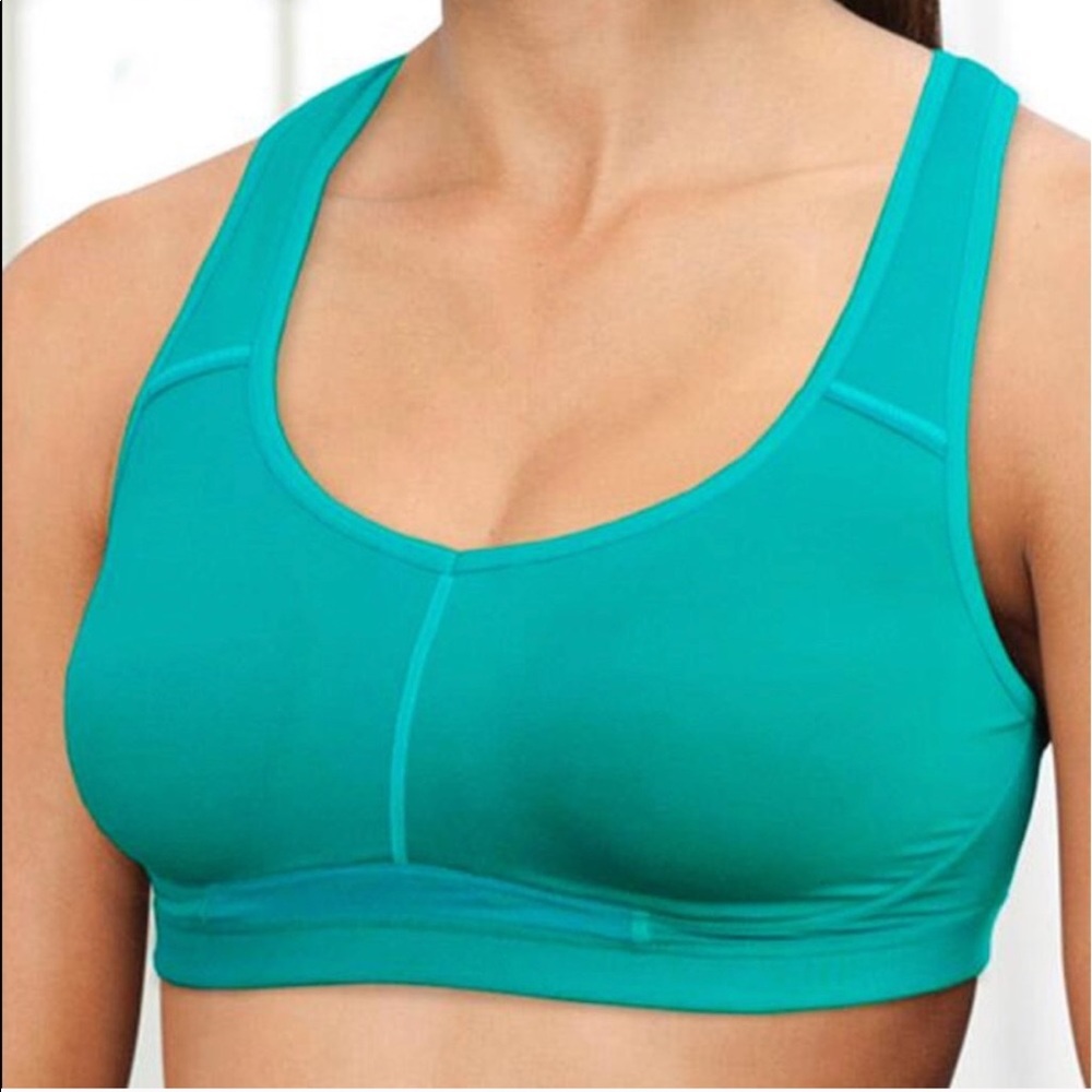 Athleta Hullabraloo Sports bra teal 34B EUC